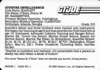 1986 Hasbro G.I. Joe Action Cards #1 Scarlett Back