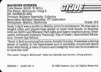 1986 Hasbro G.I. Joe Action Cards #2 Rock 'n Roll Back