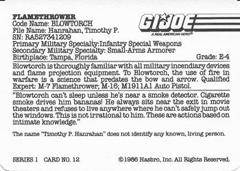 1986 Hasbro G.I. Joe Action Cards #12 Blowtorch Back