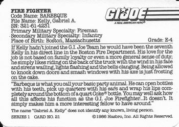 1986 Hasbro G.I. Joe Action Cards #21 Barbecue Back