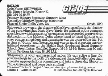 1986 Hasbro G.I. Joe Action Cards #23 Shipwreck Back