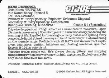 1986 Hasbro G.I. Joe Action Cards #28 Tripwire Back