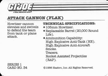 1986 Hasbro G.I. Joe Action Cards #34 FLAK Back