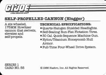 1986 Hasbro G.I. Joe Action Cards #55 Self-Propelled Cannon (Slugger) Back