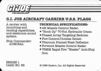 1986 Hasbro G.I. Joe Action Cards #65 U.S.S. Flagg Back