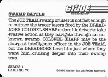 1986 Hasbro G.I. Joe Action Cards #70 Swamp Battle Back