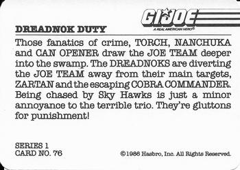 1986 Hasbro G.I. Joe Action Cards #76 Dreadnok Duty Back