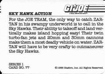 1986 Hasbro G.I. Joe Action Cards #77 Sky Hawk Action Back