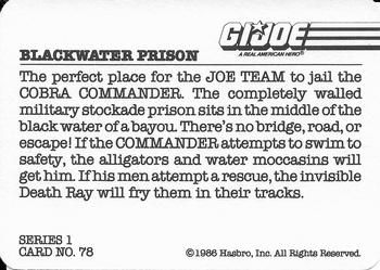 1986 Hasbro G.I. Joe Action Cards #78 Blackwater Prison Back