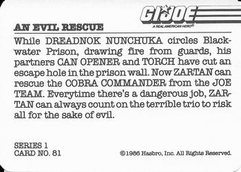 1986 Hasbro G.I. Joe Action Cards #81 An Evil Rescue Back