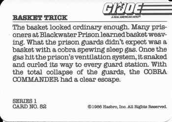 1986 Hasbro G.I. Joe Action Cards #82 Basket Trick Back