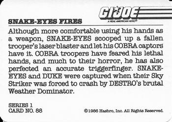 1986 Hasbro G.I. Joe Action Cards #88 Snake-Eyes Fires Back