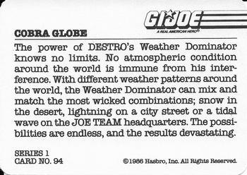 1986 Hasbro G.I. Joe Action Cards #94 Cobra Globe Back