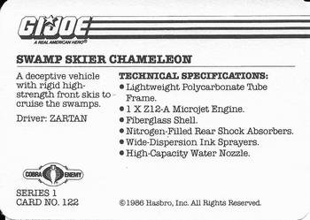1986 Hasbro G.I. Joe Action Cards #122 Swamp Skier Chameleon Back