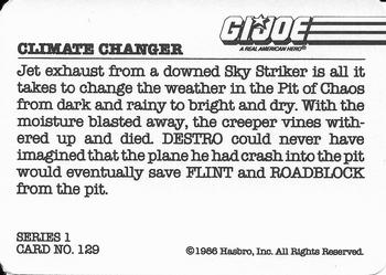 1986 Hasbro G.I. Joe Action Cards #129 Climate Changer Back