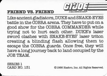 1986 Hasbro G.I. Joe Action Cards #131 Friend vs. Friend Back