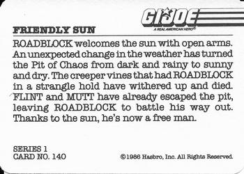 1986 Hasbro G.I. Joe Action Cards #140 Friendly Sun Back