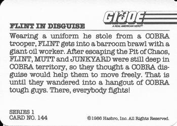 1986 Hasbro G.I. Joe Action Cards #144 Flint in Disguise Back