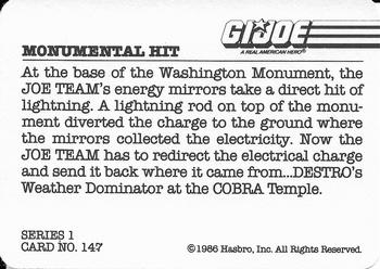 1986 Hasbro G.I. Joe Action Cards #147 Monumental Hit Back