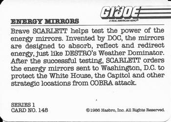1986 Hasbro G.I. Joe Action Cards #148 Energy Mirrors Back