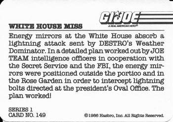 1986 Hasbro G.I. Joe Action Cards #149 White House Miss Back