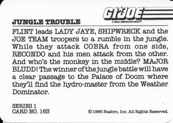 1986 Hasbro G.I. Joe Action Cards #163 Jungle Trouble Back