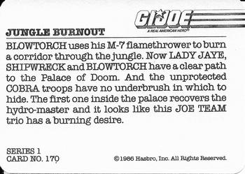 1986 Hasbro G.I. Joe Action Cards #170 Jungle Burnout Back