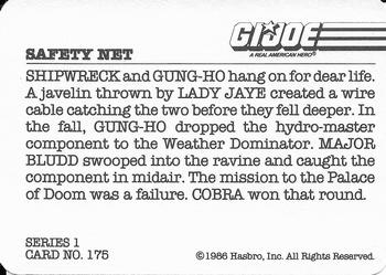 1986 Hasbro G.I. Joe Action Cards #175 Safety Net Back