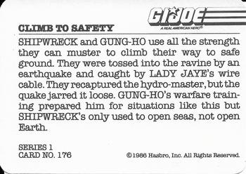 1986 Hasbro G.I. Joe Action Cards #176 Climb to Safety Back