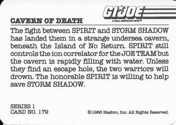 1986 Hasbro G.I. Joe Action Cards #179 Cavern of Death Back