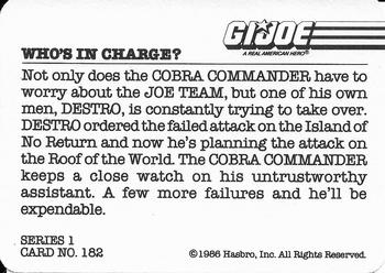 1986 Hasbro G.I. Joe Action Cards #182 Who's in Charge? Back