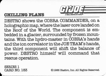 1986 Hasbro G.I. Joe Action Cards #183 Chilling Plans Back