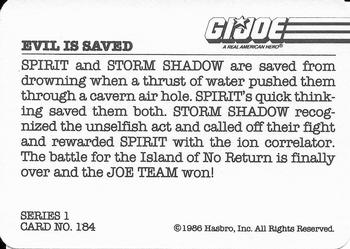 1986 Hasbro G.I. Joe Action Cards #184 Evil is Saved Back