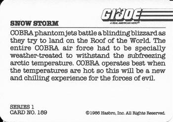 1986 Hasbro G.I. Joe Action Cards #189 Snow Storm Back