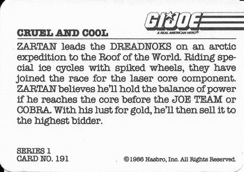 1986 Hasbro G.I. Joe Action Cards #191 Cruel and Cool Back