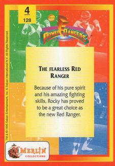 1995 Merlin Power Rangers #4 The fearless Red Ranger Back