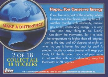 2009 Topps President Obama - Stickers #2 Hope... You Conserve Energy Back