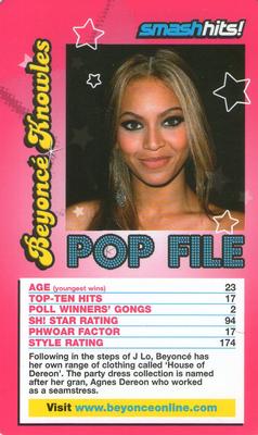 2005 Top Trumps Specials Smash Hits Pop Stars 3 #NNO Beyonce Knowles Front