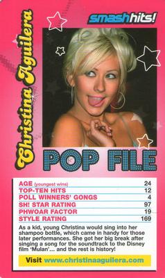 2005 Top Trumps Specials Smash Hits Pop Stars 3 #NNO Christina Aguilera Front