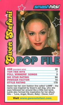 2005 Top Trumps Specials Smash Hits Pop Stars 3 #NNO Gwen Stefani Front