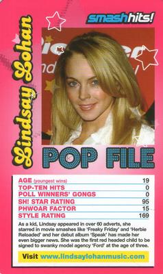 2005 Top Trumps Specials Smash Hits Pop Stars 3 #NNO Lindsay Lohan Front