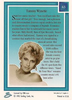 1992 Sterling Country Gold - Gold Foil #63 Tammy Wynette Back
