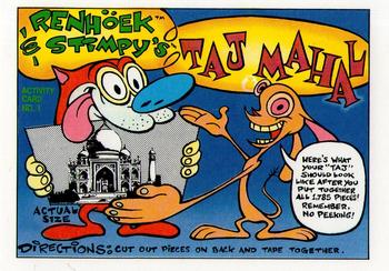 1993 Topps Nicktoons - Activity Cards #1 Ren & Stimpy's Taj Mahal Front