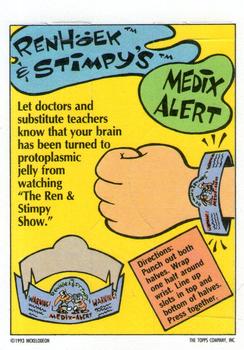 1993 Topps Nicktoons - Activity Cards #2 Ren Hoek & Stimpy's Medix Alert Bracelet Back