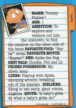 1993 Topps Nicktoons - Stickers #8 Tommy Back