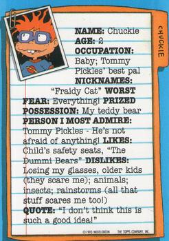 1993 Topps Nicktoons - Stickers #9 Chuckie Back