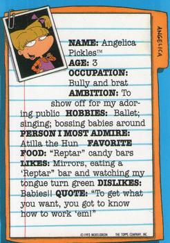 1993 Topps Nicktoons - Stickers #10 Angelica Back