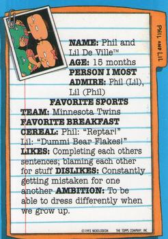 1993 Topps Nicktoons - Stickers #11 Phil & Lil Back