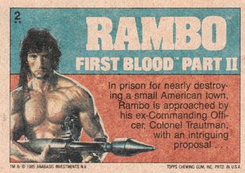 1985 Topps Rambo First Blood Part II #2 Caged! Back