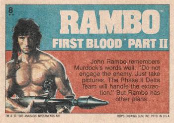 1985 Topps Rambo First Blood Part II #8 Duo for Danger! Back